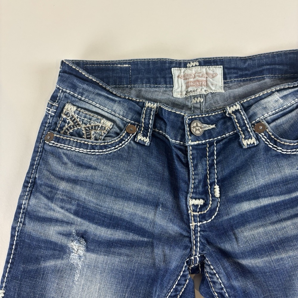 Big Star Jeans Womens 29R Denim Low Rise Sweet Flare Pocket Embroidered - Picture 4 of 16